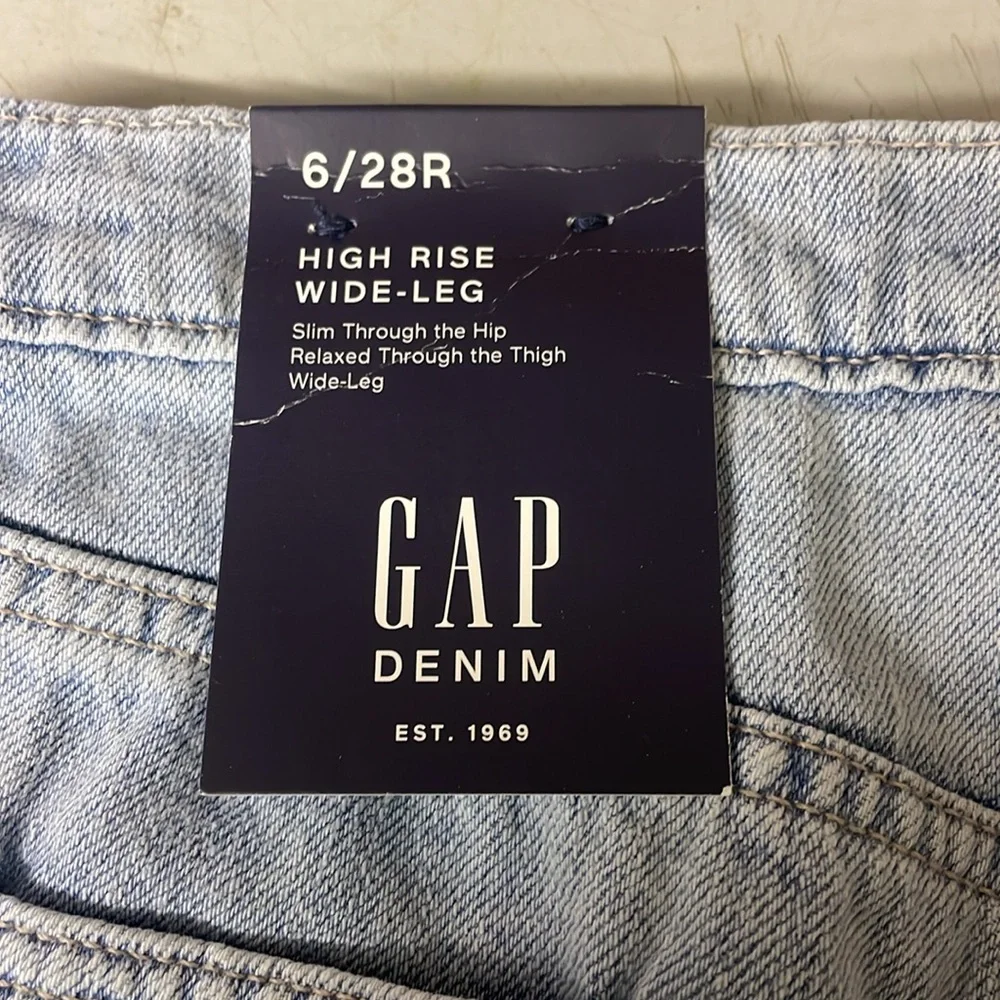 Gap denim women’s high rise wide leg jeans size 6/28 regular 100% cotton - Picture 8 of 10